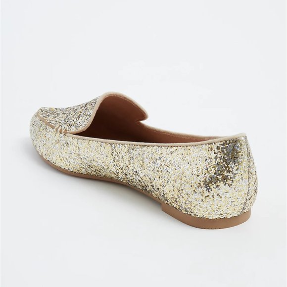 torrid Shoes Torrid 7 Wide Loafers Gold Glitter Flats Shoes Slip On